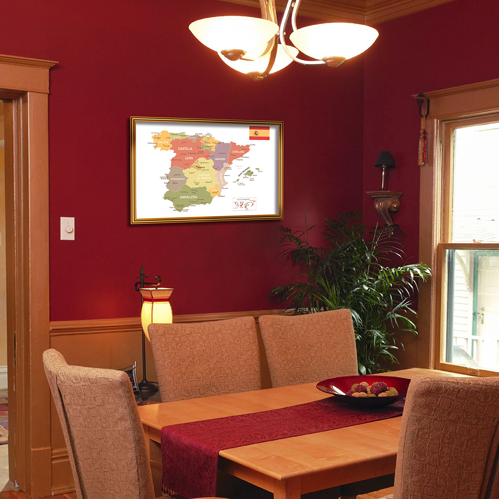 90*60cm In Spanish The Spain Map Wall Art Poster Canvas Painting Living Room Home Decoration Office School Supplies