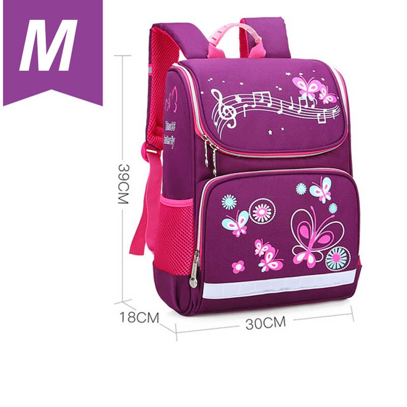 Kinderen Rugzakken School Tassen Voor Meisjes Vlinder Afdrukken Waterdichte Leuke Student Schooltassen: medium size purple
