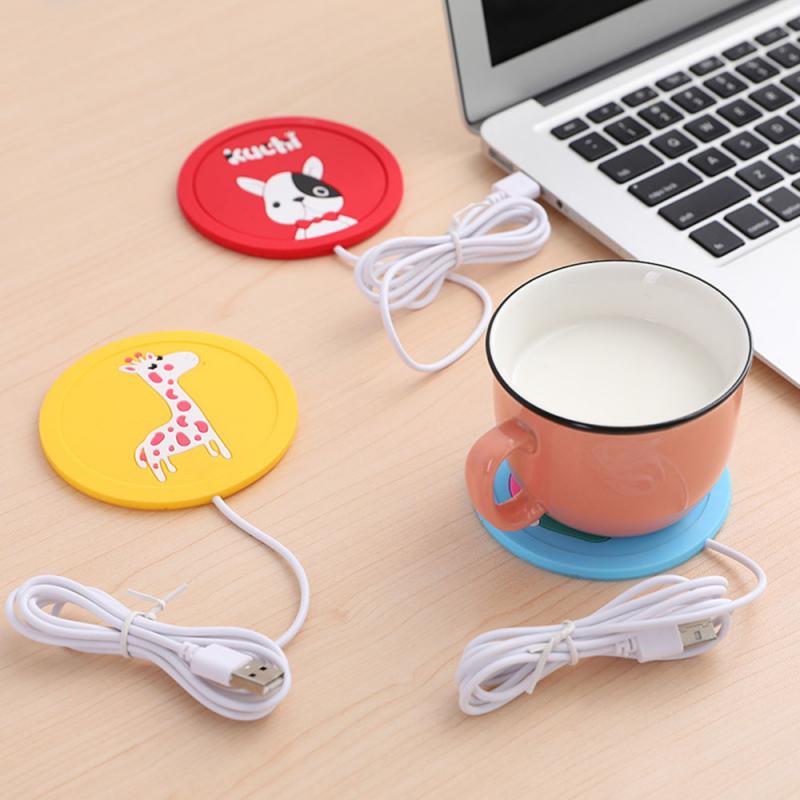 Estera para taza de calor con dibujos USB, calentador de bebidas, posavasos, calentador de café, té, mantener el calor
