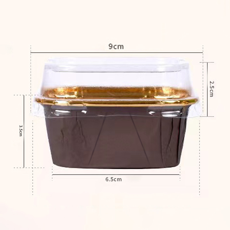 50 Stück quadratische Cupcake-Becher mit Deckel, Pudding-Becher, backfeste Einweg-Cupcake-Becher aus Folie, Muffin-Dosen für Hochzeitsbacken
