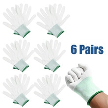 6 Pairs Set Car Wrapping Gloves White Nylon Curve Complex Protection Cleaning