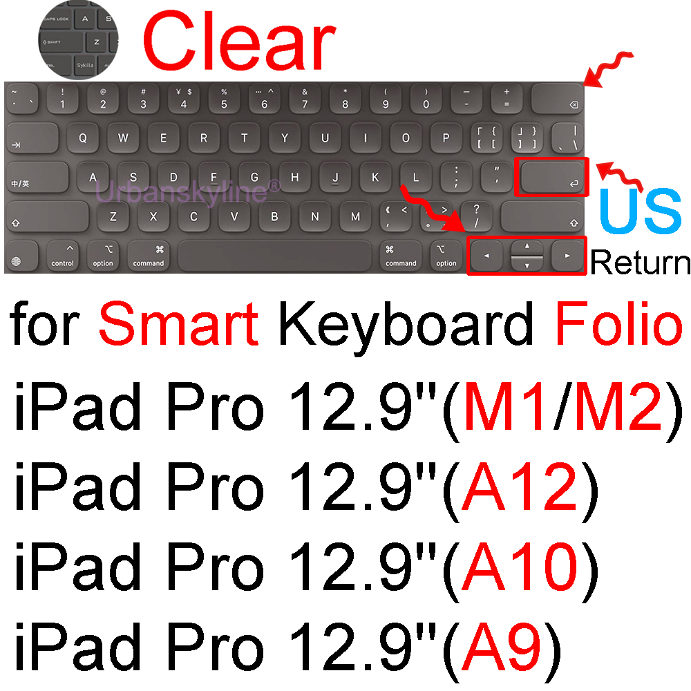Pokrowiec na klawiaturę do iPada Pro 13 M4 12.9 Magic Keyboard Air 11 M3 10 10.5 10.9 M2 M1 Smart Case Folio Silicone Protector Skin TPU: MULTI