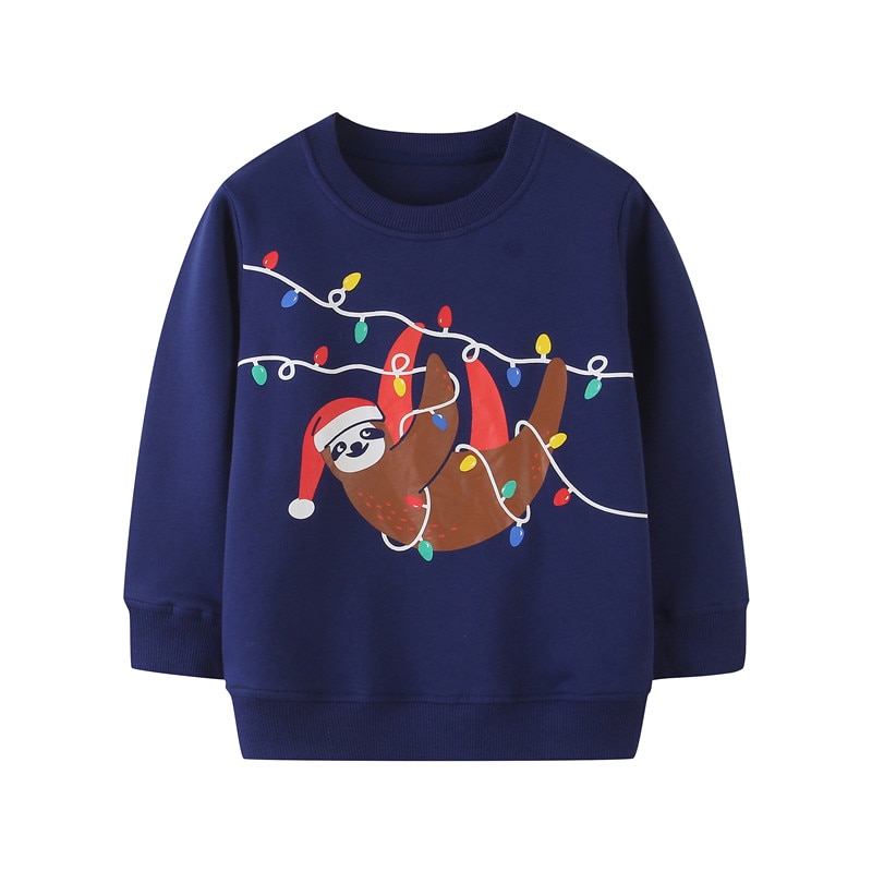 Springen Meter Luiaard Print Lente Winter Baby Truien Katoen Dieren Print Kinderen Lange Mouw Sweatshirts Leuke Hoodies Meisjes