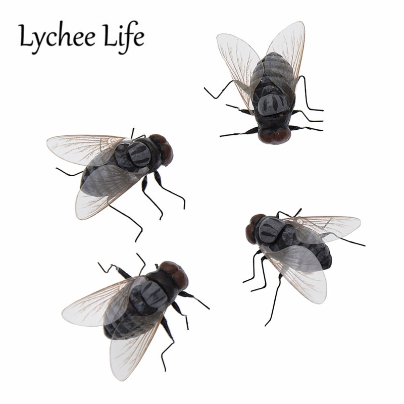 4pcs Simulation Fly Fridge Magnet 3D Insect Shape Refrigerator Magnetic Sticker Tricky Funny Home Kitchen Decoration