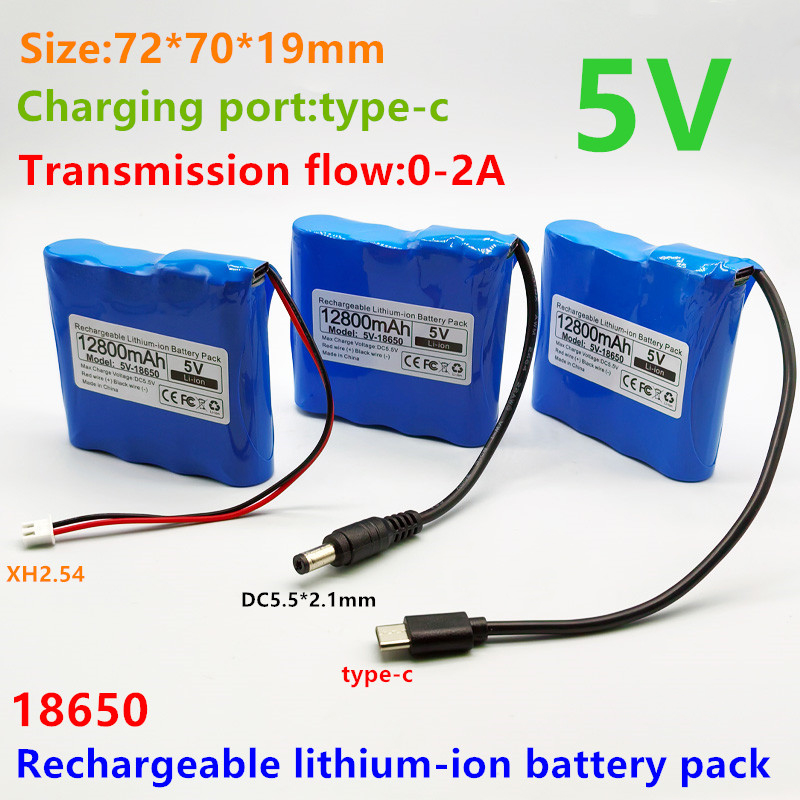 Original 6800mAh/12800mAh 5V 18650 lithium battery pack for Single Chip Microcomputer Outdoor LED Lamp,USB Fan,Bluetooth Speaker