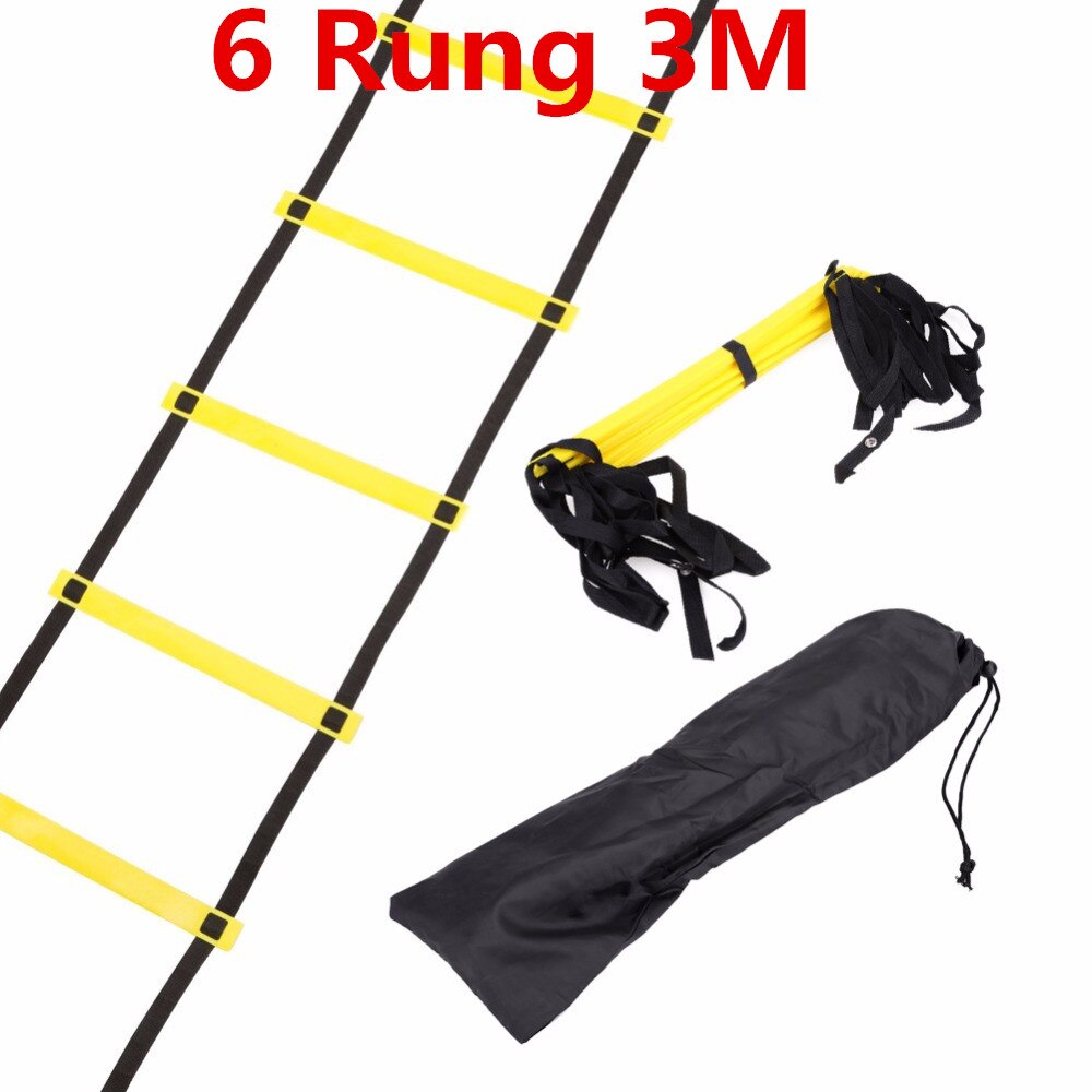 Escalera de entrenamiento de fútbol 6, 8 y 12 peleles, escalera duradera de nailon para entrenamiento de fútbol, pies Fitness, entrenamiento de velocidad: 6Rung 3M