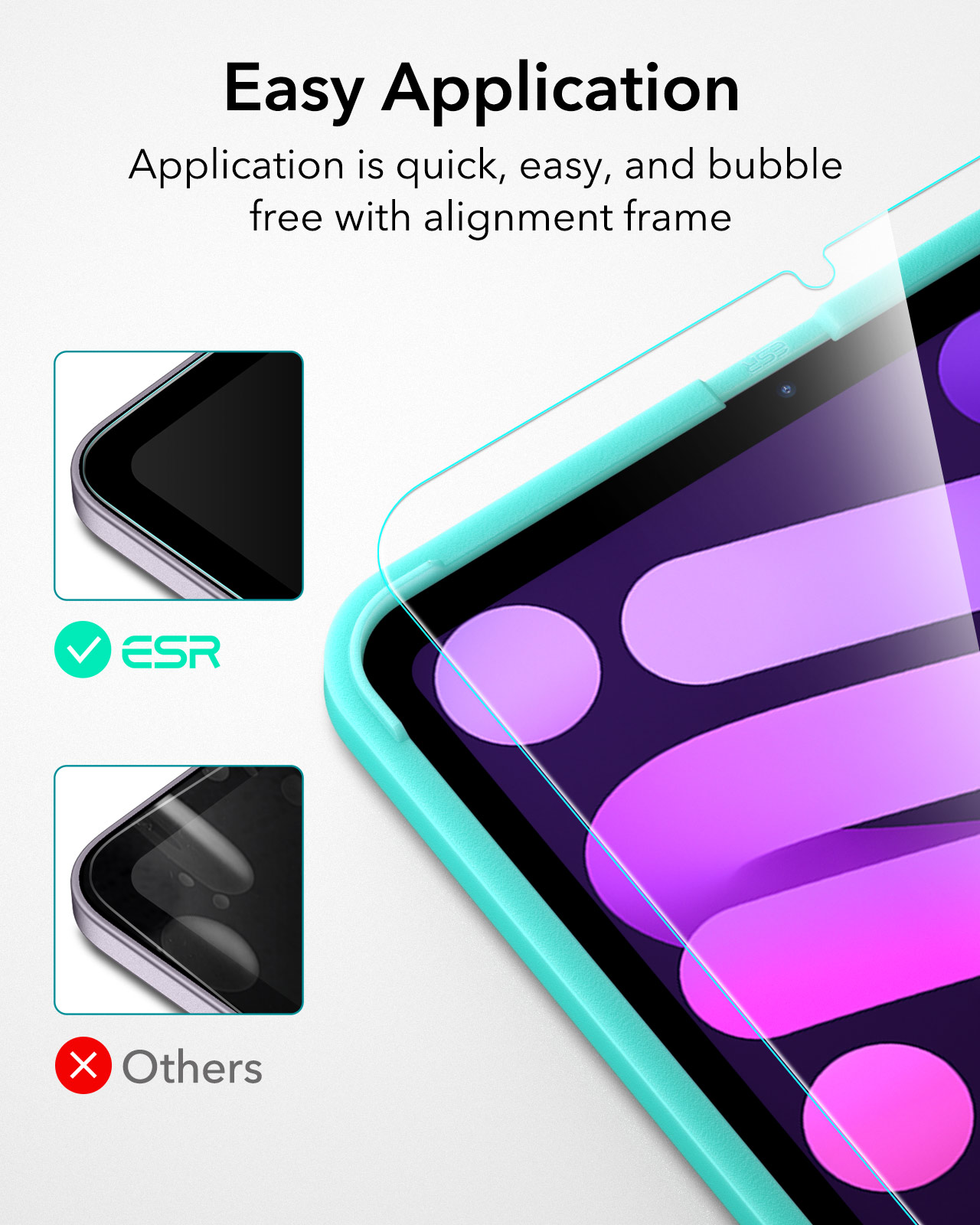 Protecteur d'écran ESR pour iPad 11/10(2025/2022) Pro 11/12.9 -2022) Film en verre trempé avec cadre pour Mini 7/6 Air 5/4