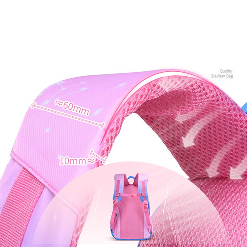 Kinderen Schooltas Meisje Kids Satchel Primaire Borduurwerk Rugzak Gradiënt Kleur Star Moon Mochila Tiener Regenboog Schooltas