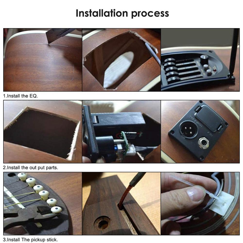 Gitaar pickup 5 bands akoestische klassieke akoestische gitaar folk voorversterker equalizer piëzo-elektrische pickup versterker lcd tuner lc -5