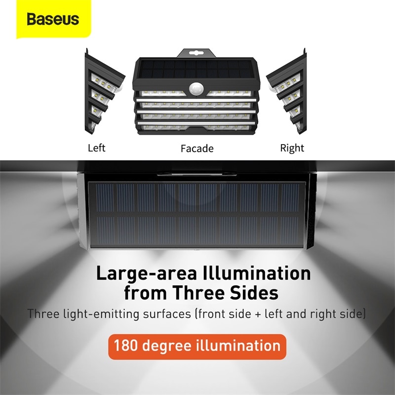 Baseus Led Solar Lamp Waterdicht Outdoor Solar Tuinverlichting Pir Motion Sensor Wandlamp Solar Licht Voor Tuin Gazon Lamp