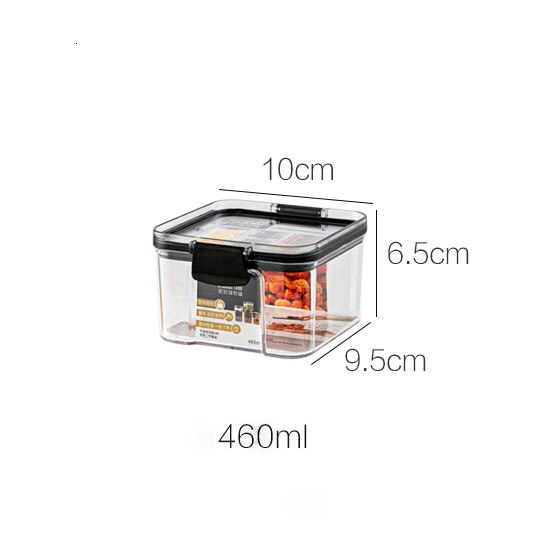 Airtight Food Storage Container Kitchen Dry Food Snacks Storage Organizer Almacenamiento Cocina Clear Plastic Jars Canisters: 460ml