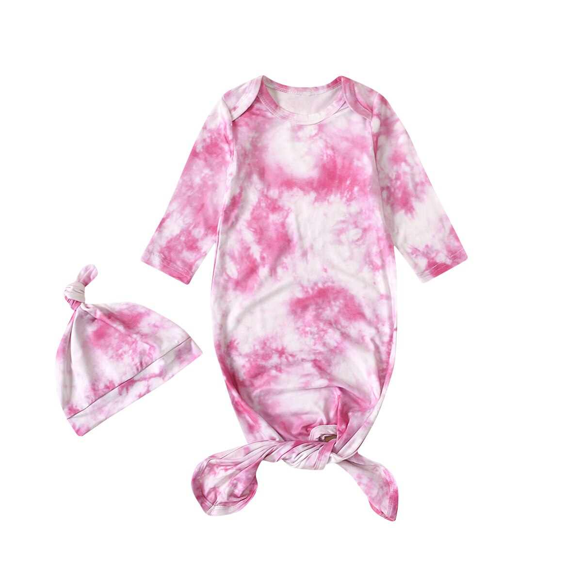Mode Tie-Dye Gedrukt Baby Meisjes Jongens Slaapzakken Hoeden 2 Stuks Lange Mouw Katoenen Deken 6 Kleuren: F / 3M
