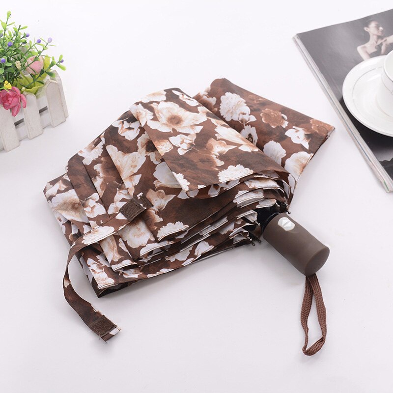 Flower Automatic Umbrella Rain Women Men 3Fold Light and Durable Strong Colourful Umbrellas Kids Rainy Sunny