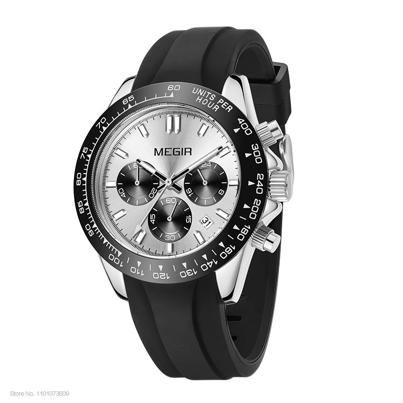 MEGIR Men Watch Top Brand Luxury Sports Quartz Watches Stainless Steel Strap Waterproof Chronograph Wristwatch часы мужские 8104: Coffee