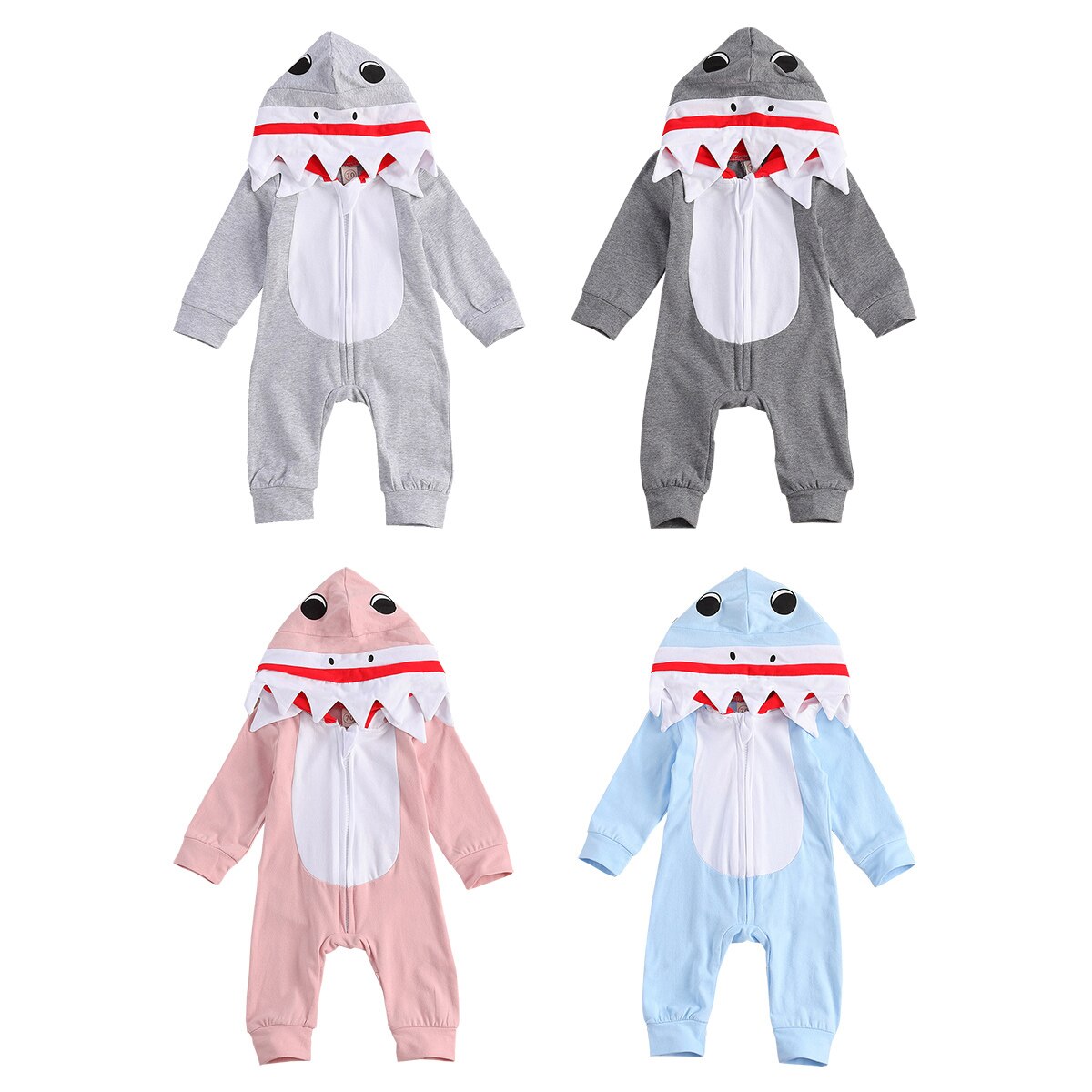 Focusnorm 0-24M Mooie Peuter Baby Meisjes Jongens Rompertjes 4 Kleuren Cartoon Print Lange Mouwen Hooded Jumpsuits
