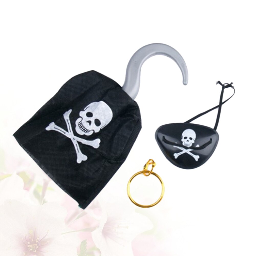 3pcs Pirate Costume Pirate Earring Eye Patches Pirate Accessory Prop Set Party Supplies for Cosplay Performance Halloween Party