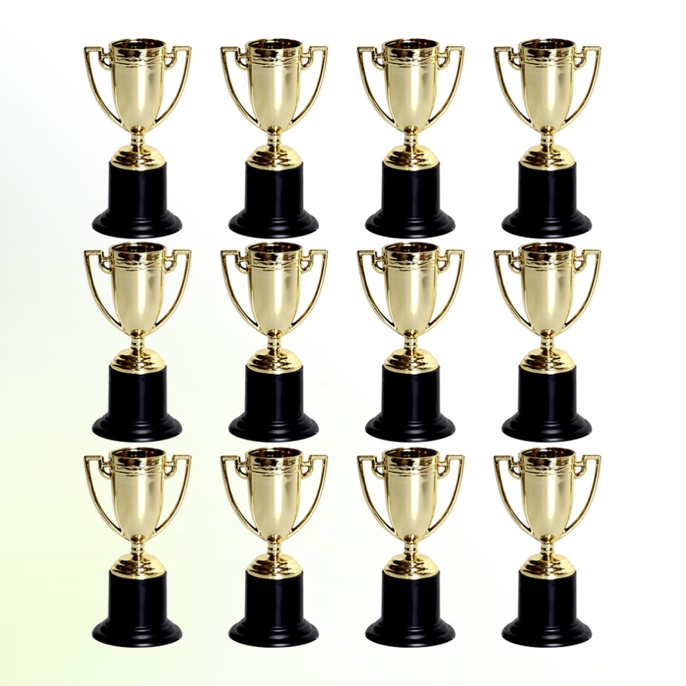 12Pcs Trofee Kleuterschool Plastic Standbeelden Beloning Cup Trofeeën Voor Feesten Sport Concurrentie Carnavals