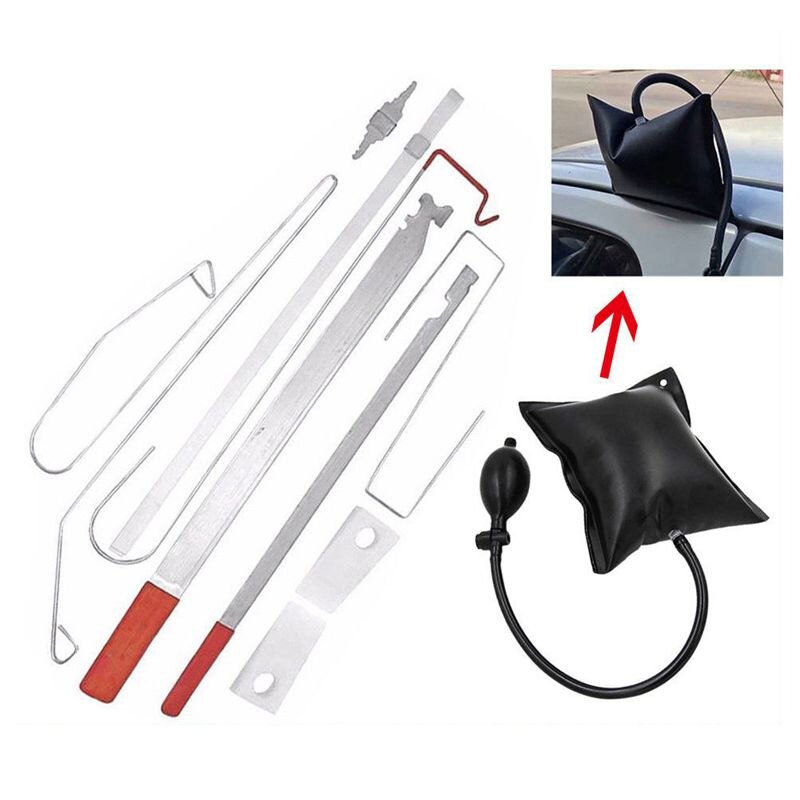 Auto Deurslot Out Emergency Open Unlock Key Gereedschap Kit + Zwart Luchtpomp Universele