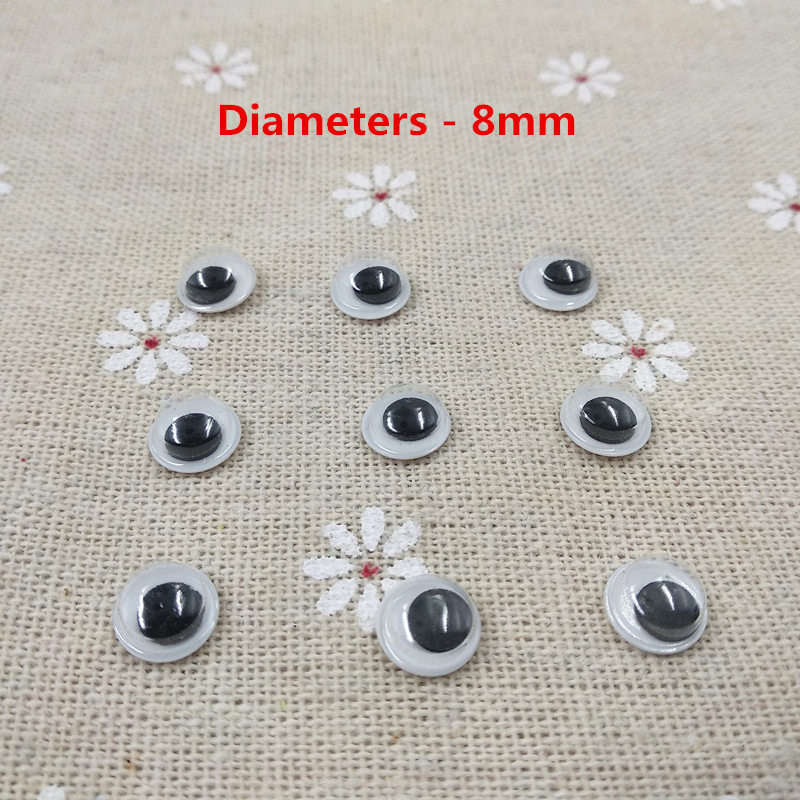 500pcs/lot Googly Eyes Stems Pompom Mixed Self-adhesive Eyes Glue On DIY For Toys Dolls Wiggly Eyeballs Scrapbooking Accessor: 8mm 500pcs