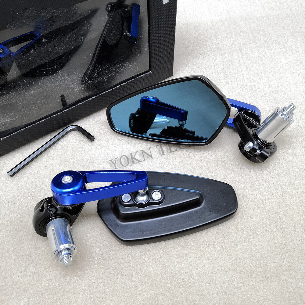 Espejo retrovisor para motocicleta YAMAHA, espejo con extremo de barra de 7/8 ", 22mm, xsr 300, mt-09, rastreador deportivo, fz400, bws, 125, t-max, 500, yzf-r3: Blue(blue glass)