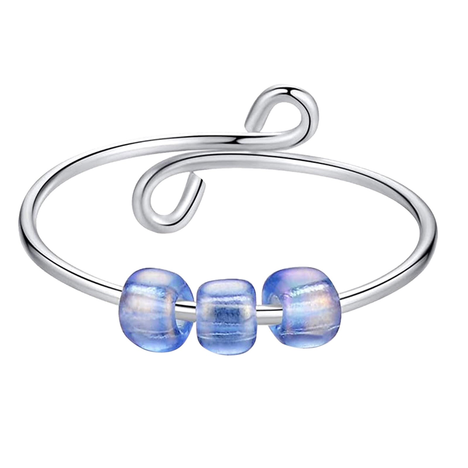 Fidget Beads Fidget Ring Spinner Single Coil Spiral Fidget Ring Beads Toy For Girl Women Rotate Freely Antistress Anxiety Ring: 6