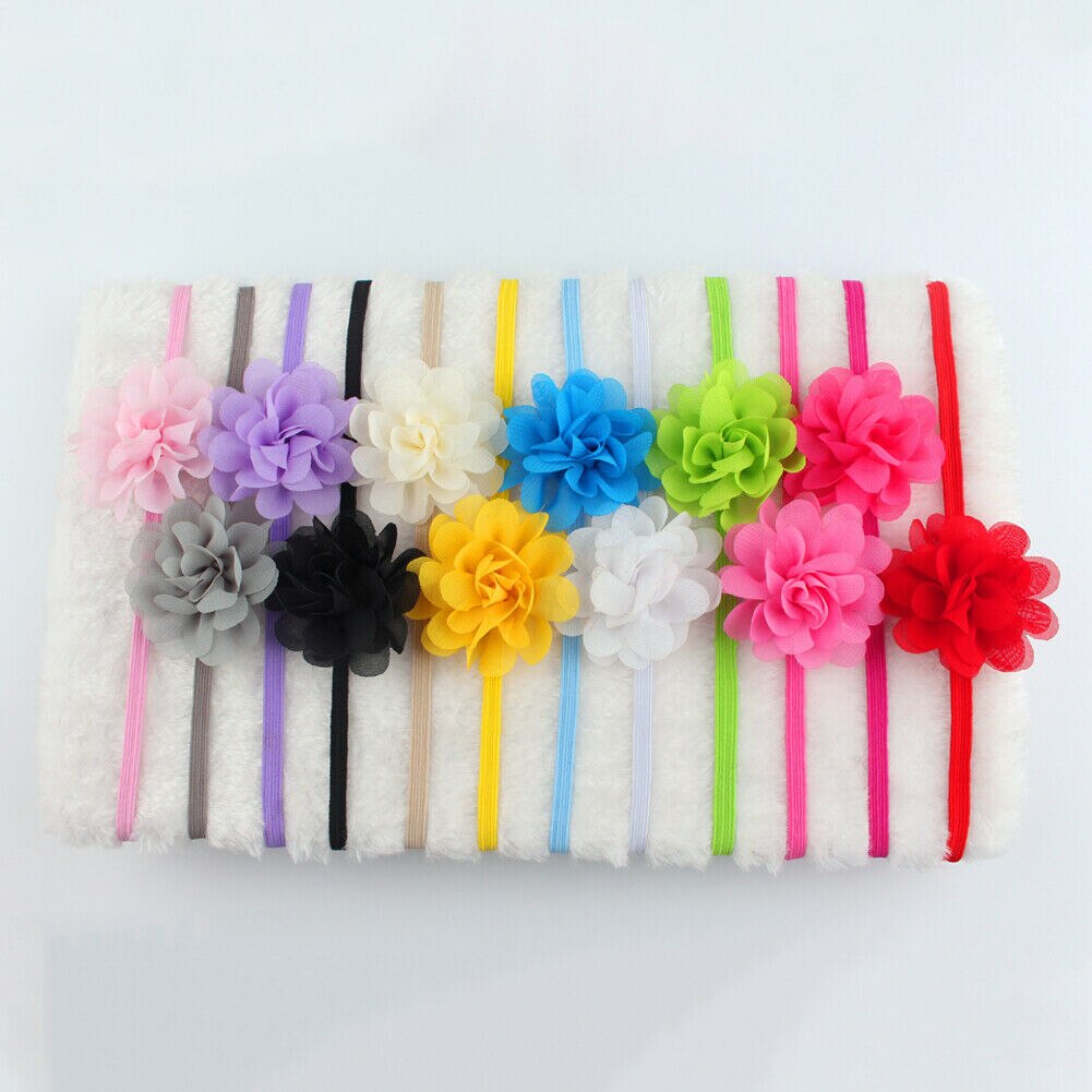 2019 Acessórios Headwear 12 pçs/set Menina Headbands Do Bebê Big Flor Headband Do Cabelo Bandas Criança Infantil Arco Doces Cor Tiara