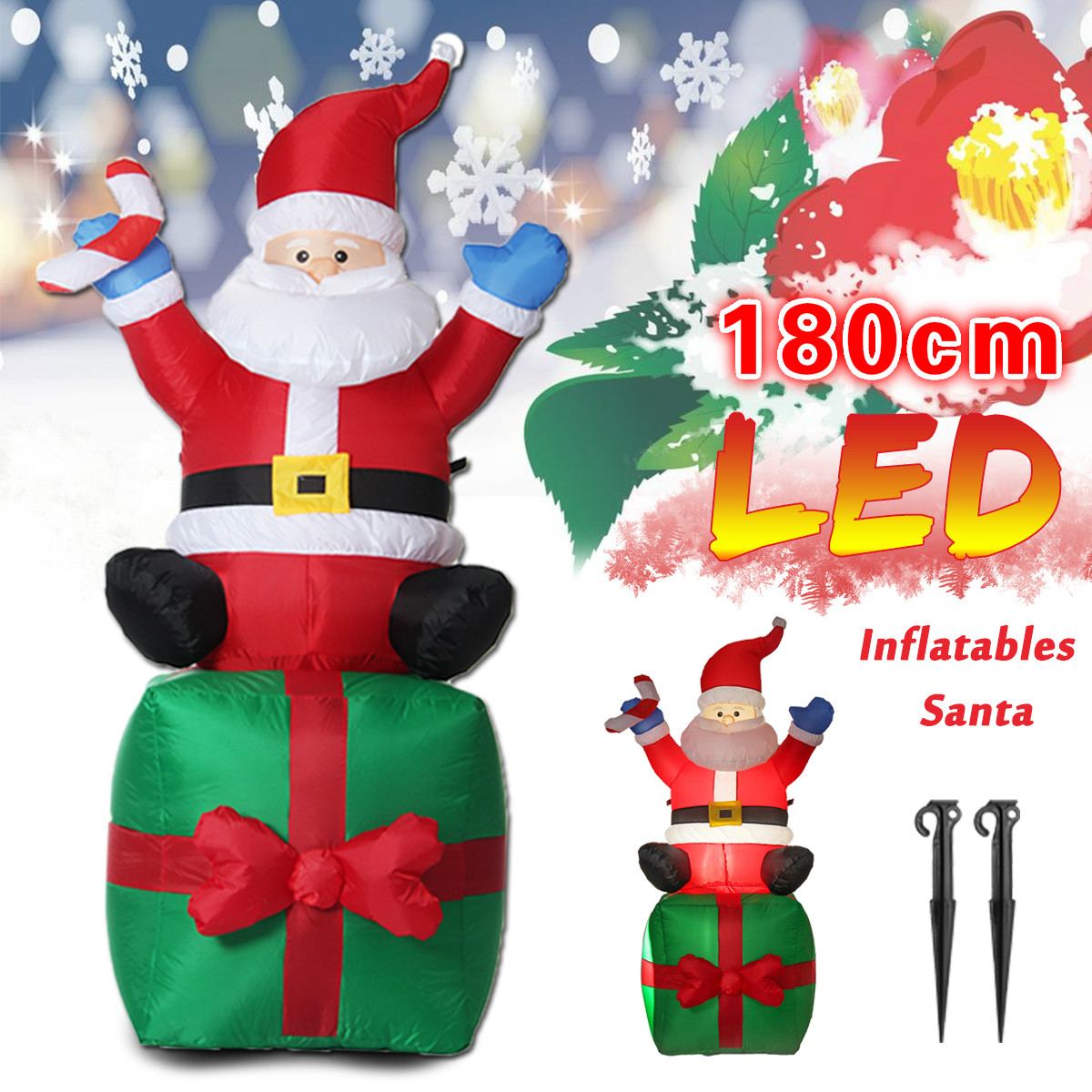 Santa Claus Christmas Inflatable LED Light Up Outdoor Garden Decoration Snowman Inflatable Gingerbread Man Inflatable Model Toys: Type G