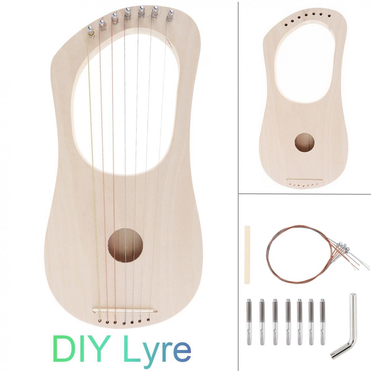 7 Snaren Lier Harp Diy Kit Effen Basswood String Instrument Handwerk Schilderen Montage Voor Beginner Kinderen Leuk Speeltje Art