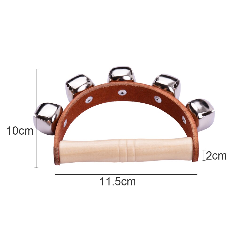 Handbell Hand Bells with 7pcs Jingle Bells Wood Handle Musical Instrument Toy for Music Class