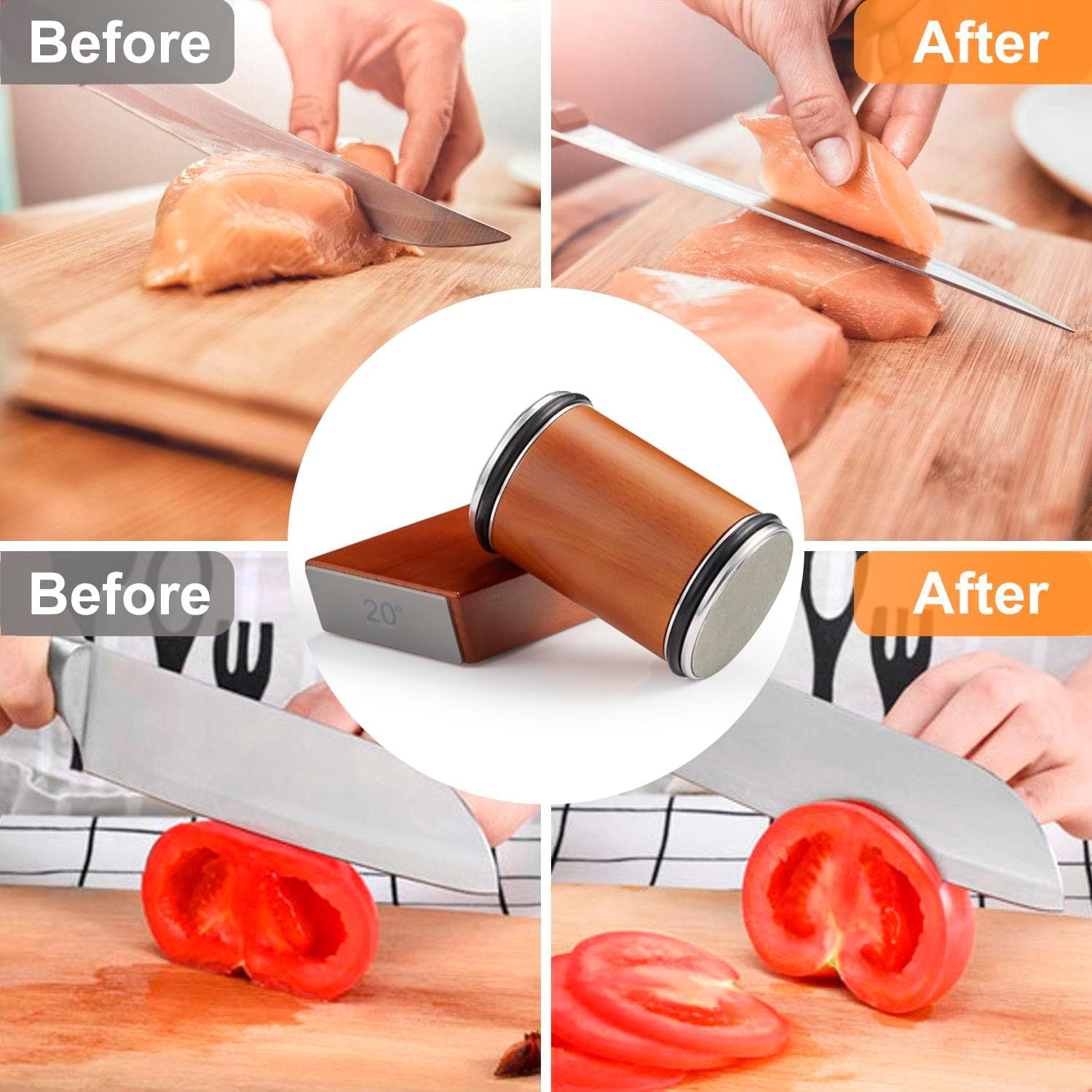 Professionele rollende messenslijperset met magnetische houder 15/20 ° Hoek industriële diamantsteen voor keukenchef stalen mes