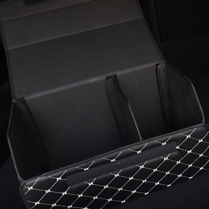 Boîte de rangement de coffre de voiture, grande capacité, sac de rangement d'outils multi-usage automobile, rangement pliable en cuir pour boîte de rangement d'urgence