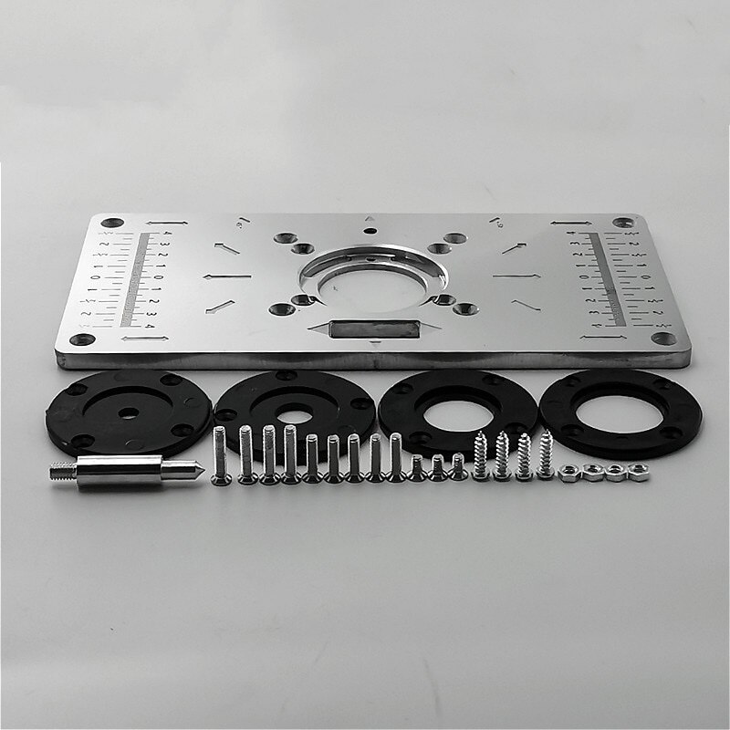 Aluminium Router Table Insert Plate Table For Woodworking Benches Router Plate Wood Tools Milling Trimming Machine With Rings
