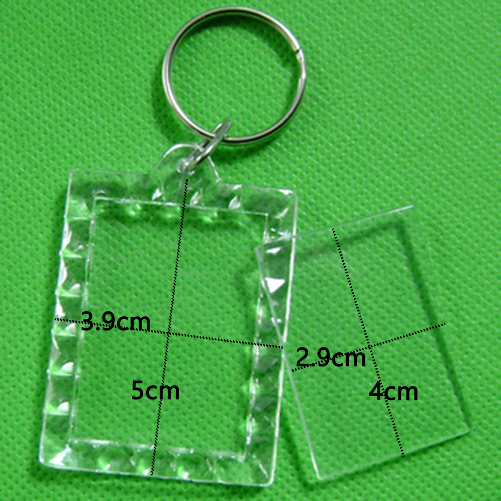 Photo Frame Keychian Acrylic Rectangle Insert Picture Frame Keyring Key Holder DIY Split Ring for Women Ladies Girls