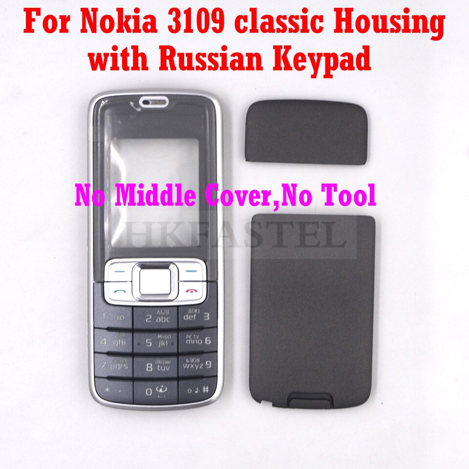 HKFASTEL Cover For Nokia 3110c 3110 Classic 3109c 3109 Mobile Phone Full Housing with Keypad Case Tool: 3109C Russian