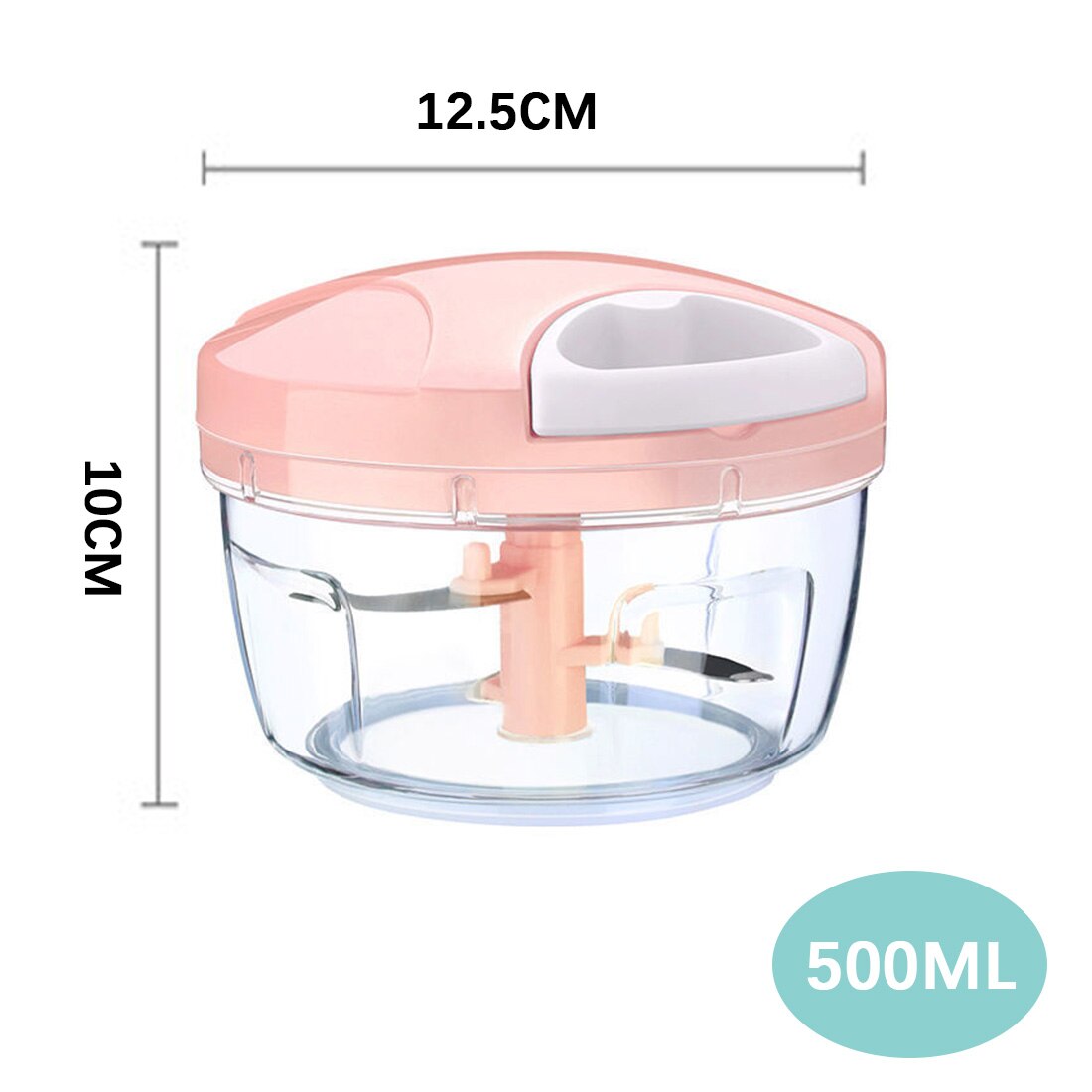 Multifunctionele handmatige knoflookpers groente-fruitrasp vleesmolen snijder dunschiller snijder: 500ml roze