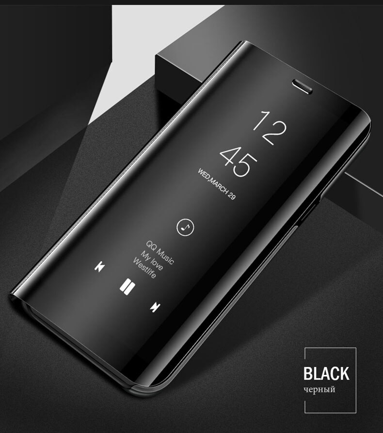 On For Huawei P9 p9 case cover 5.2" flip Smart Mirror protective phone pocket On For Huawei P9 case EVA-L09 EVA-L19 EVA-L2 cover: Black