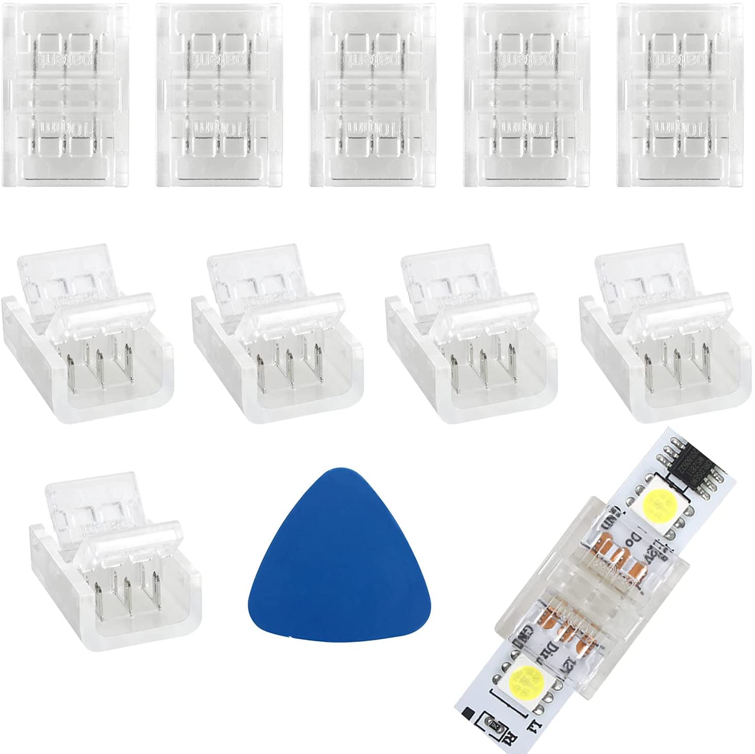 20 Pieces LED Strip Connectors 3 Pin RGB LED Light Connectors Solderless Connector Adaptor LED Light Wire Connector