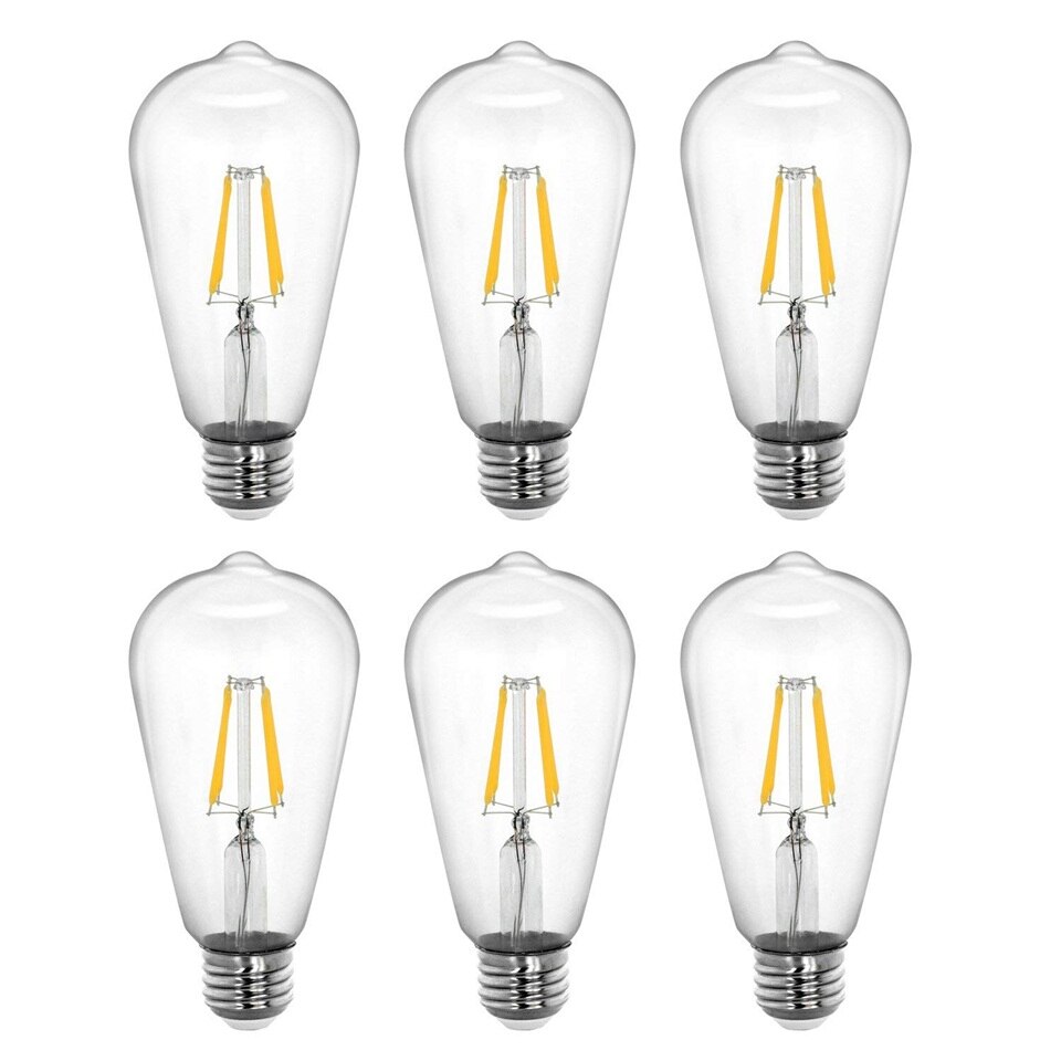 Pack of 6 Vintage Edison 6W 220V E26/E27 ST64 Base Squirrel Cage Filament Incandescent Light Bulb Warm White