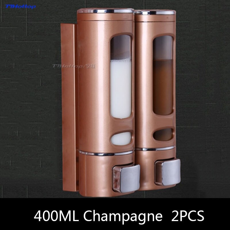 B Wall Mounted Shampoo Soap Sanitizer Dispenser Single / Double: 800ML Champagne2PC