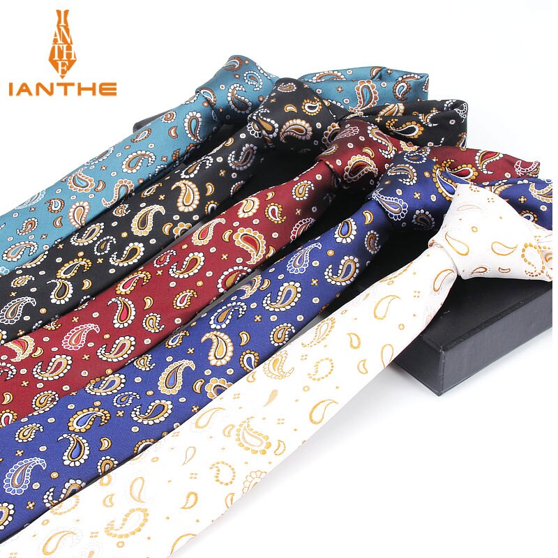 Herre slips smalle slips 6cm klassiske paisley slips til mænd formel business bryllup jakkesæt halstøj jacquard vævede slips