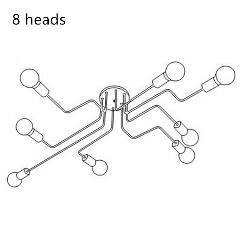 LED Pendant Lights Modern Pendant Lamps Hanging Vintage Multiple Rod Wrought Iron Lighting Ceilin Fixtures E27 Bulb Living Room: 8 heads