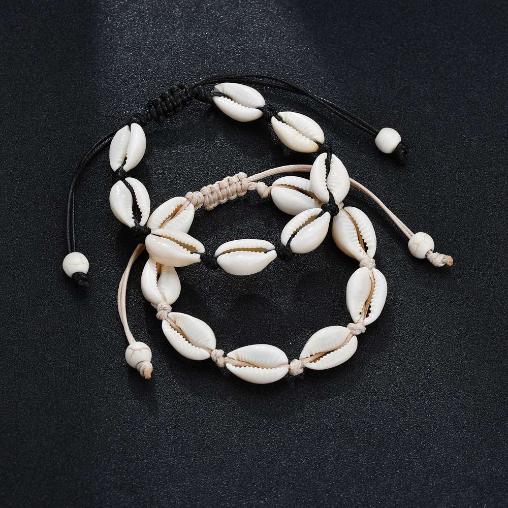 Della boemia di Mare Naturale shell braccialetti di Fascino Per Le Donne Degli Uomini di Estate spiaggia di sabbia A Mano Stringa di Corda catene Braccialetto Gioielli FAI DA TE