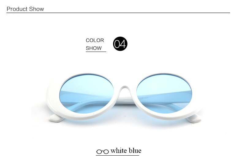 YAMEIZE NIRVANA Kurt Cobain Glasses Oval Sunglasses Ladies Trendy Vintage Retro Sunglasses Eyewear UV: white blue