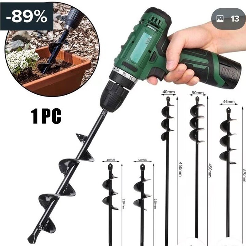 Garden Spiral Hole Drill Planter Flower Pot Digging Tool Hex Shaft Auger Large Yard Garden Tools Bulb Planter Auger Drill Bit