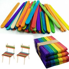 Colorful Wooden Popsicle Sticks Ice Cream Sticks Kids DIY Hand Crafts Art Ice Cream Lolly Cake Tools