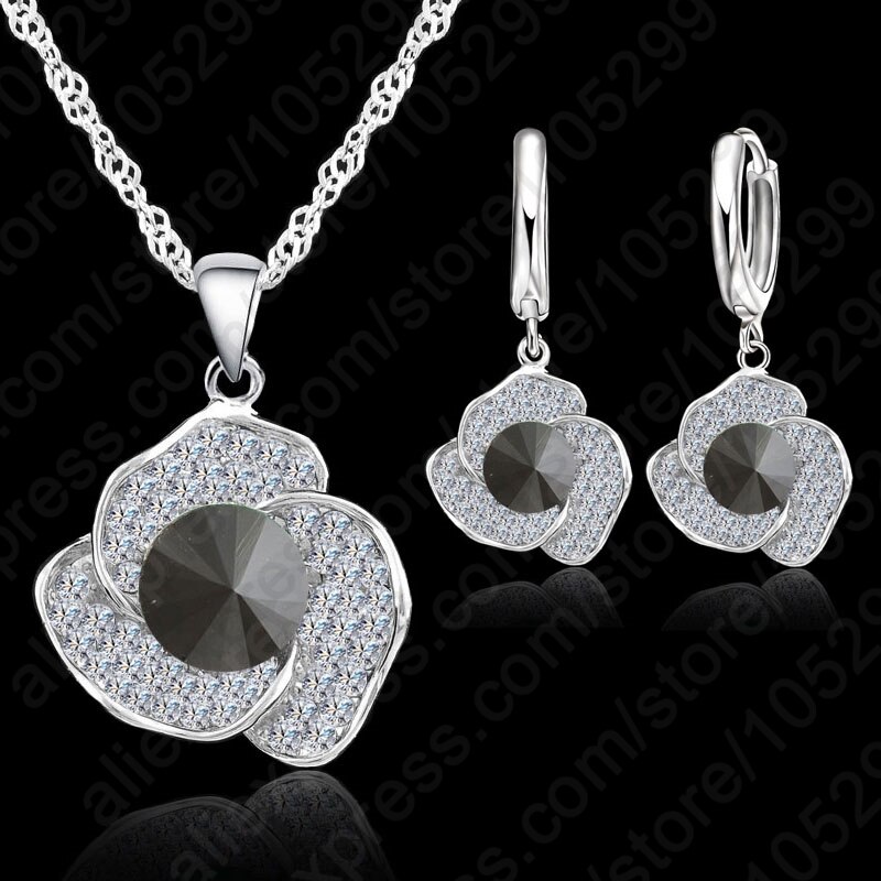 Colgante de zirconia cúbica transparente, Collar de plata de ley 925, conjunto de joyería, joyería de boda para mujer,