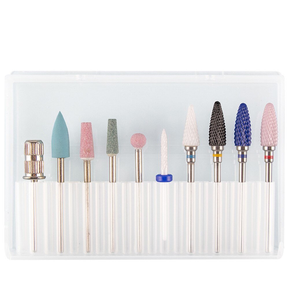 Juego de fresas para manicura, brocas para taladro eléctrico, máquina de manicura, cortadores para la eliminación de barniz de Gel, 10 Uds.: S10 PLUS-P