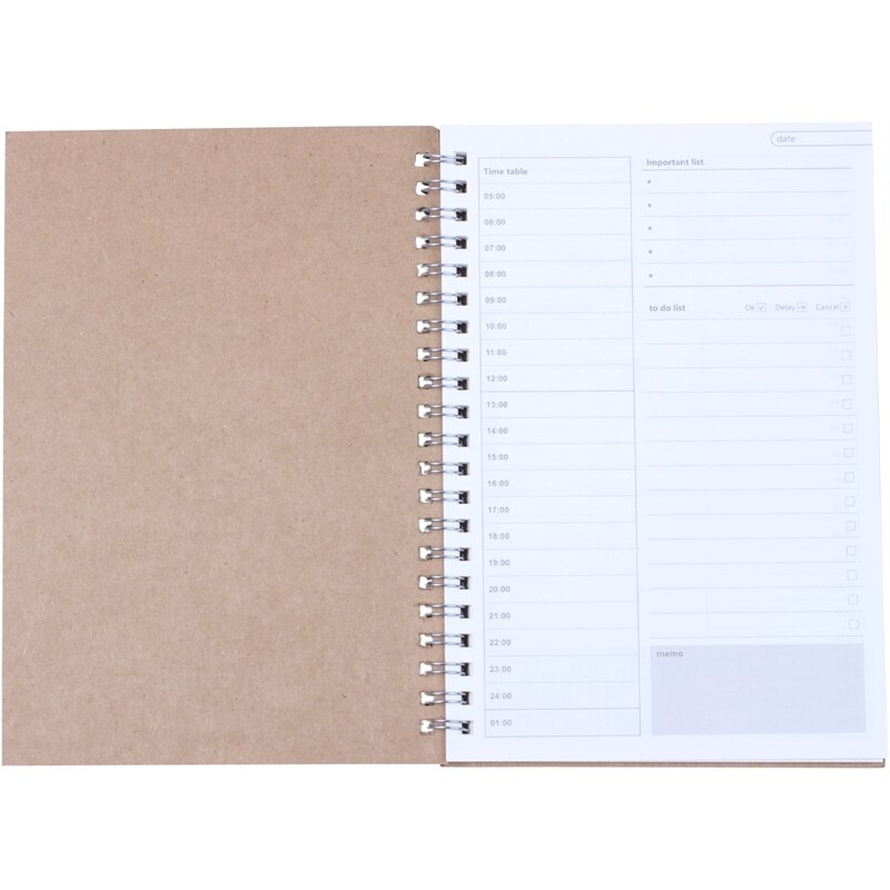 Simple Vintage 190x130mm 48 Sheets Spiral Notebook Daily Weekly Planner Book Time Management Planner School Supplies