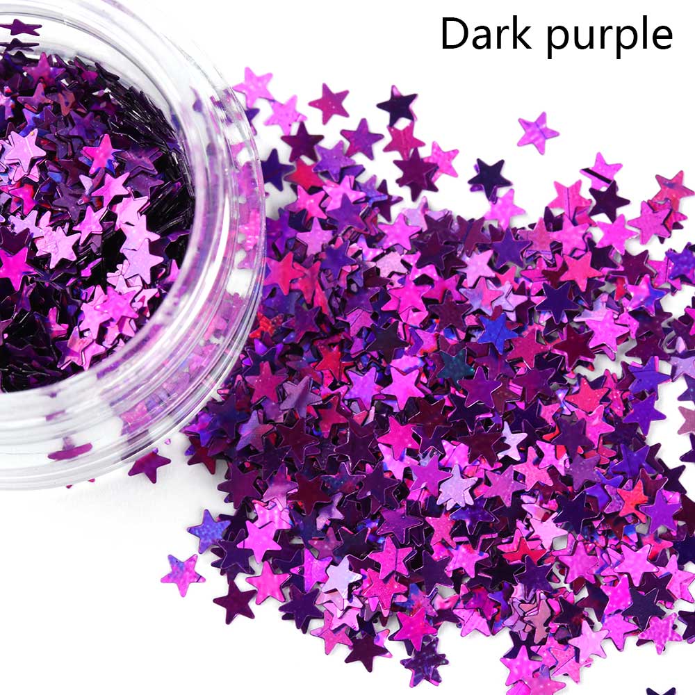 1 doos 3D Super Mermaid Eye Glitters Star Nail Gezicht Lichaam Oogschaduw Fonkelende Pailletten Rhinestone Glitters Dance Party Decoraties: Dark Purple