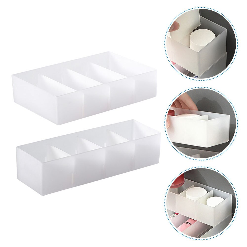 2pcs Desk Drawer Organizer Trays Compartment Storage Box Make-up Organizer